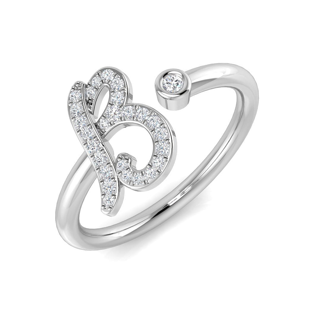 Initials Diamond Ring 0.14ct – SR52-B – 18k White Gold