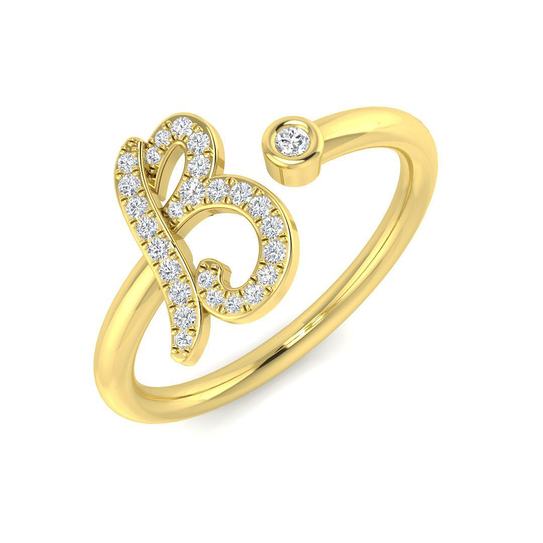 Initials Diamond Ring 0.14ct – SR52-B – 18k Yellow Gold