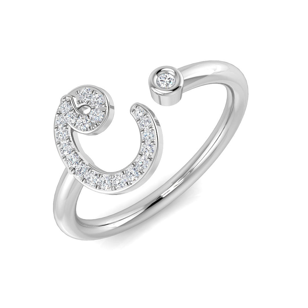 Initials Diamond Ring 0.14ct – SR52-C – 18k White Gold