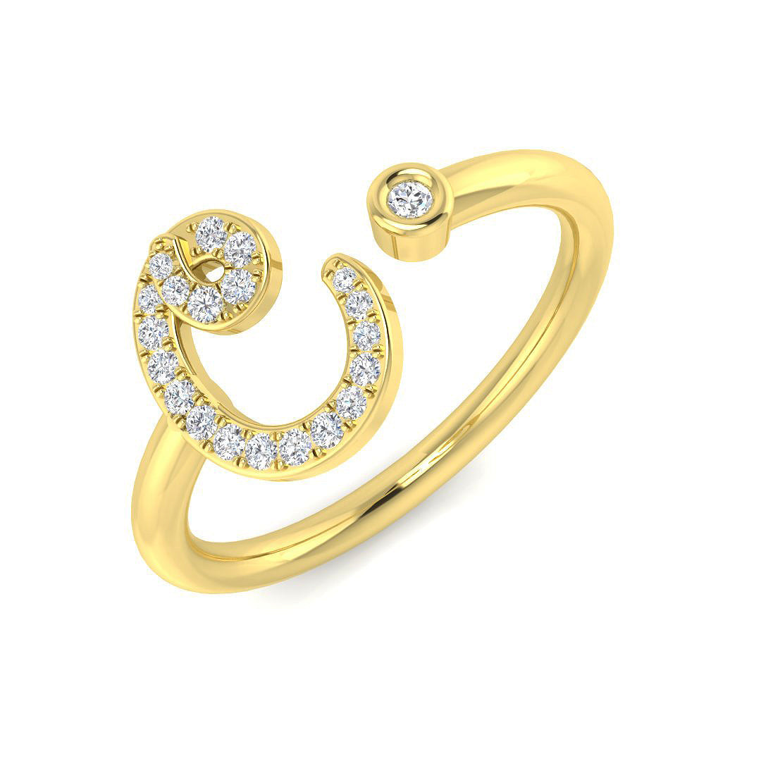 Initials Diamond Ring 0.14ct – SR52-C – 18k Yellow Gold