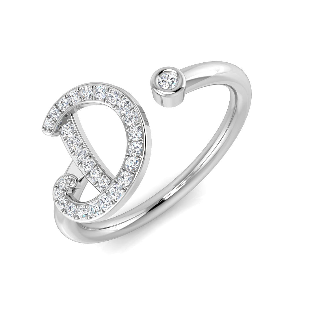 Initials Diamond Ring 0.14ct – SR52-D – 18k White Gold