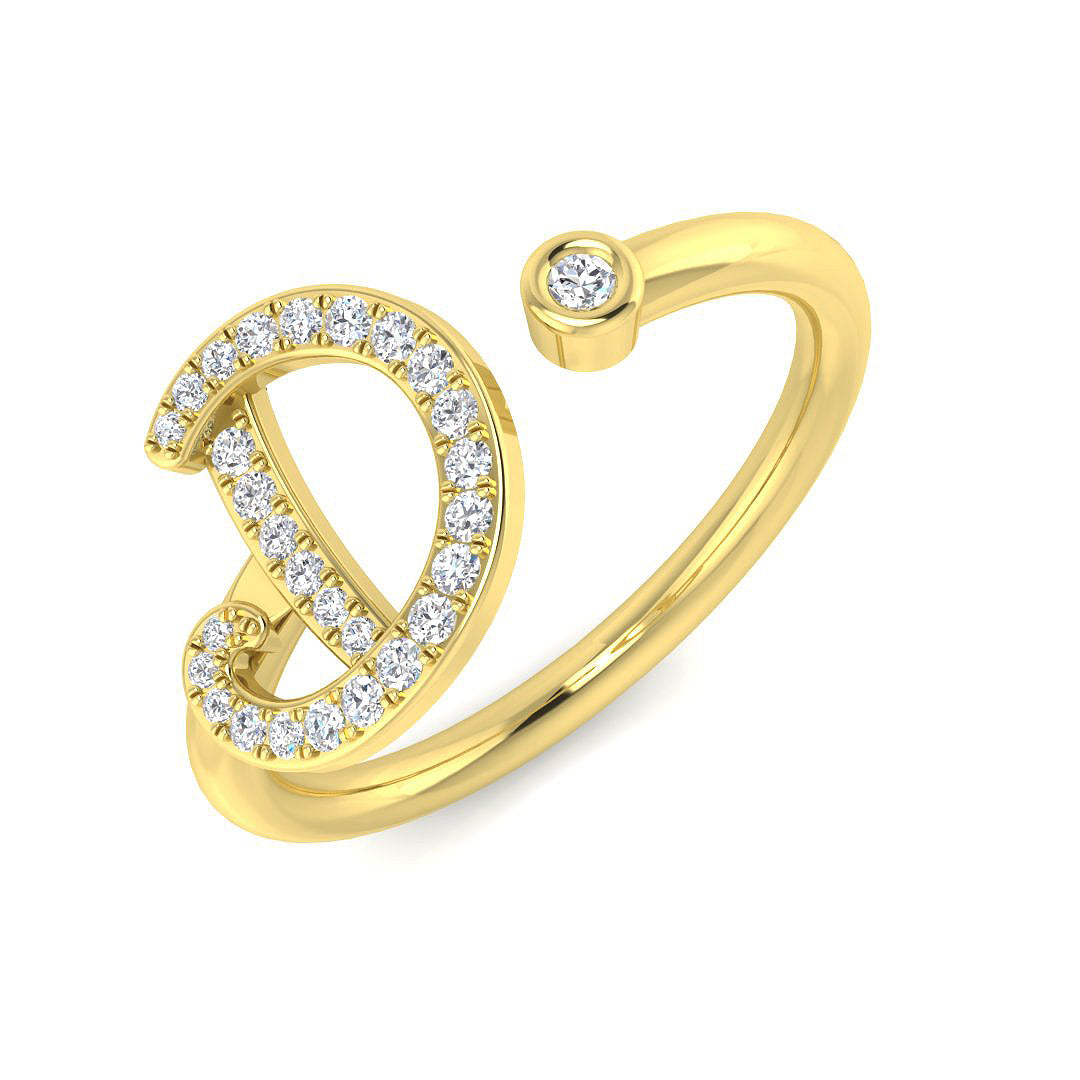Initials Diamond Ring 0.14ct – SR52-D – 18k Yellow Gold