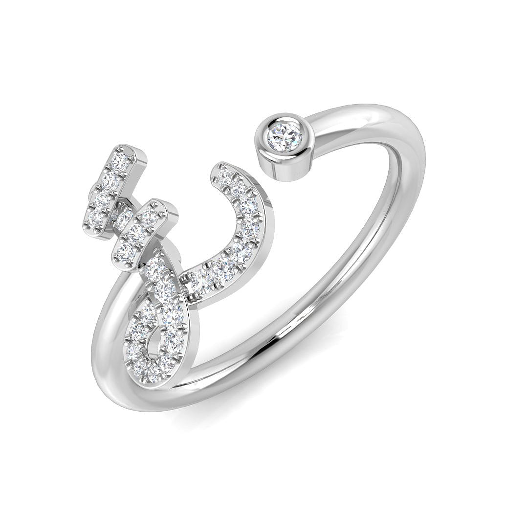 Initials Diamond Ring 0.14ct – SR52-E – 18k White Gold