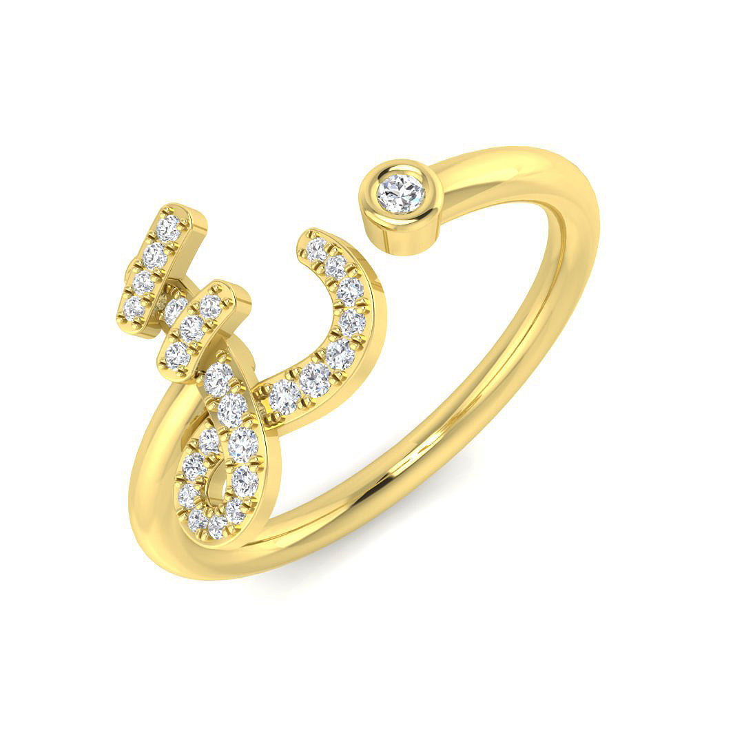 Initials Diamond Ring 0.14ct – SR52-E – 18k Yellow Gold