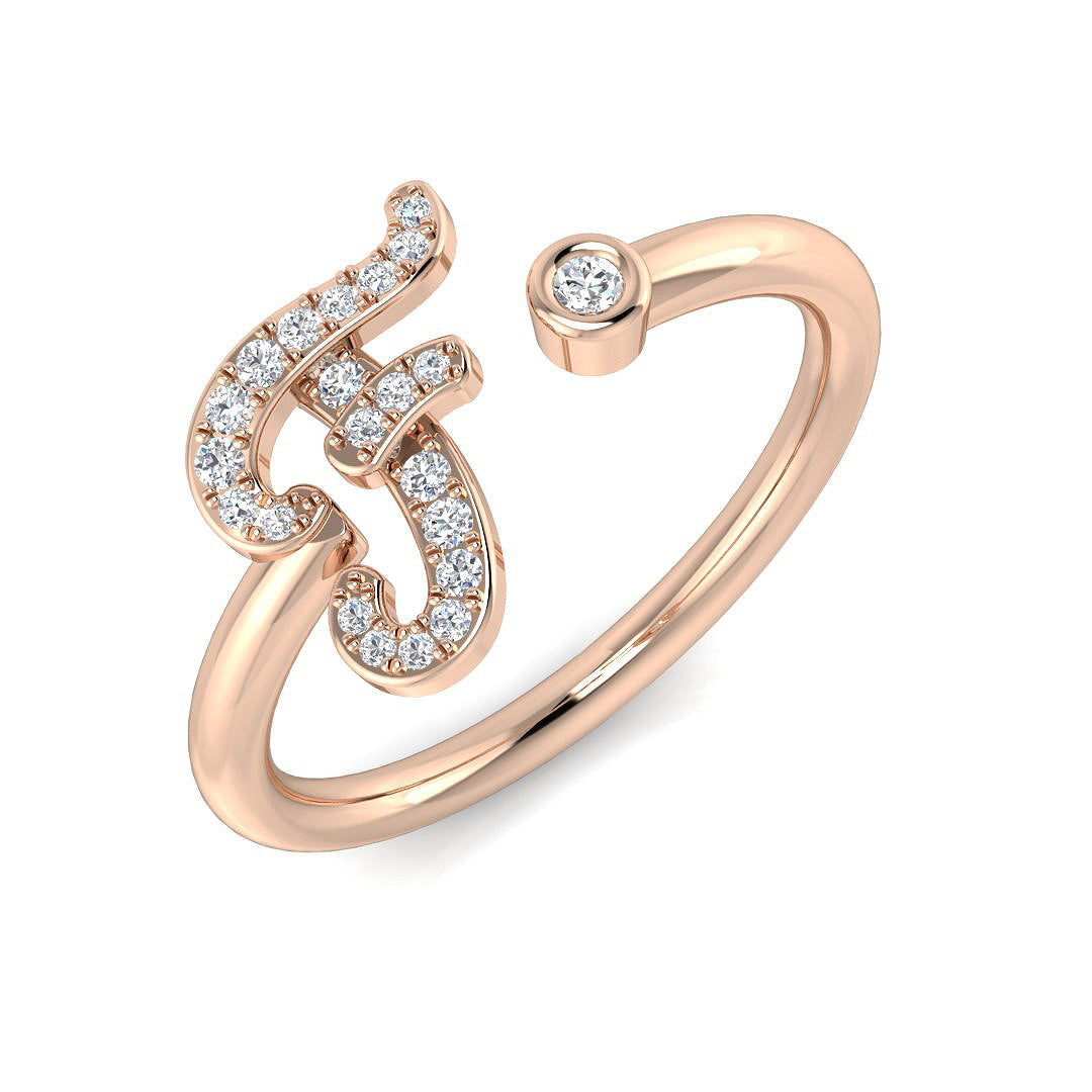 Initials Diamond Ring 0.1ct – SR52-F – 18k Rose Gold
