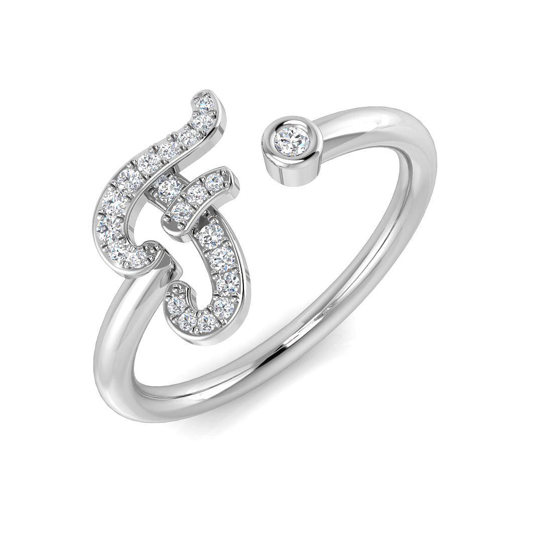 Initials Diamond Ring 0.1ct – SR52-F – 18k White Gold