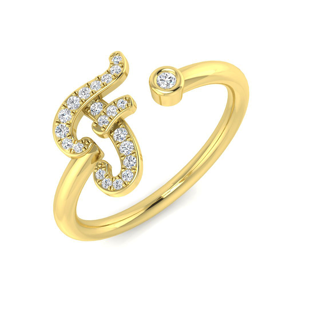 Initials Diamond Ring 0.1ct – SR52-F – 18k Yellow Gold