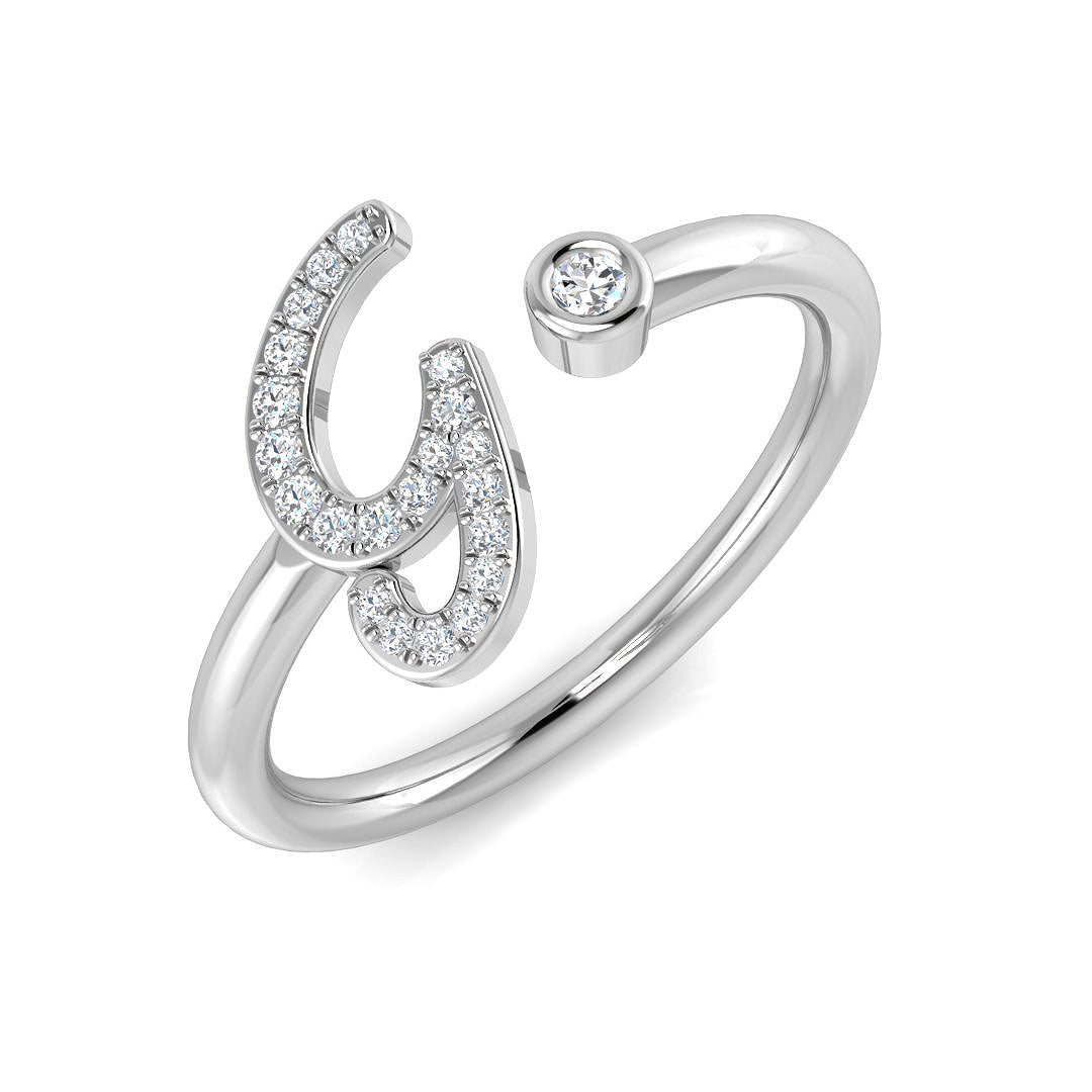 Initials Diamond Ring 0.13ct – SR52-G – 18k White Gold