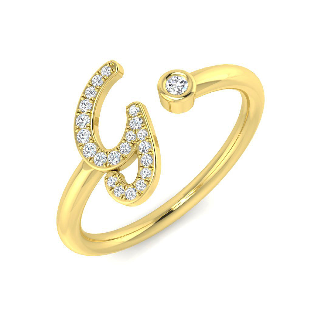Initials Diamond Ring 0.13ct – SR52-G – 18k Yellow Gold