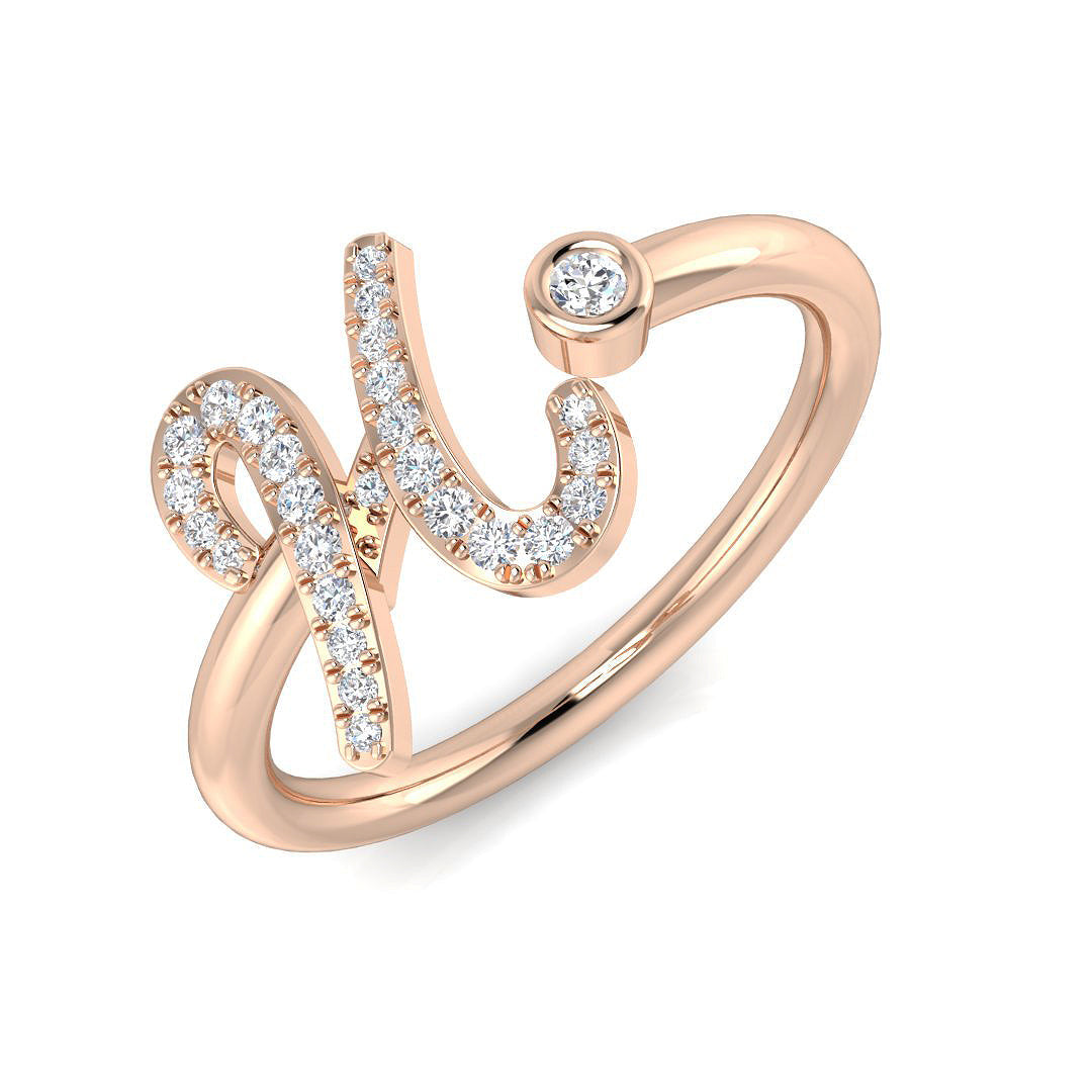 Initials Diamond Ring 0.13ct – SR52-H – 18k Rose Gold