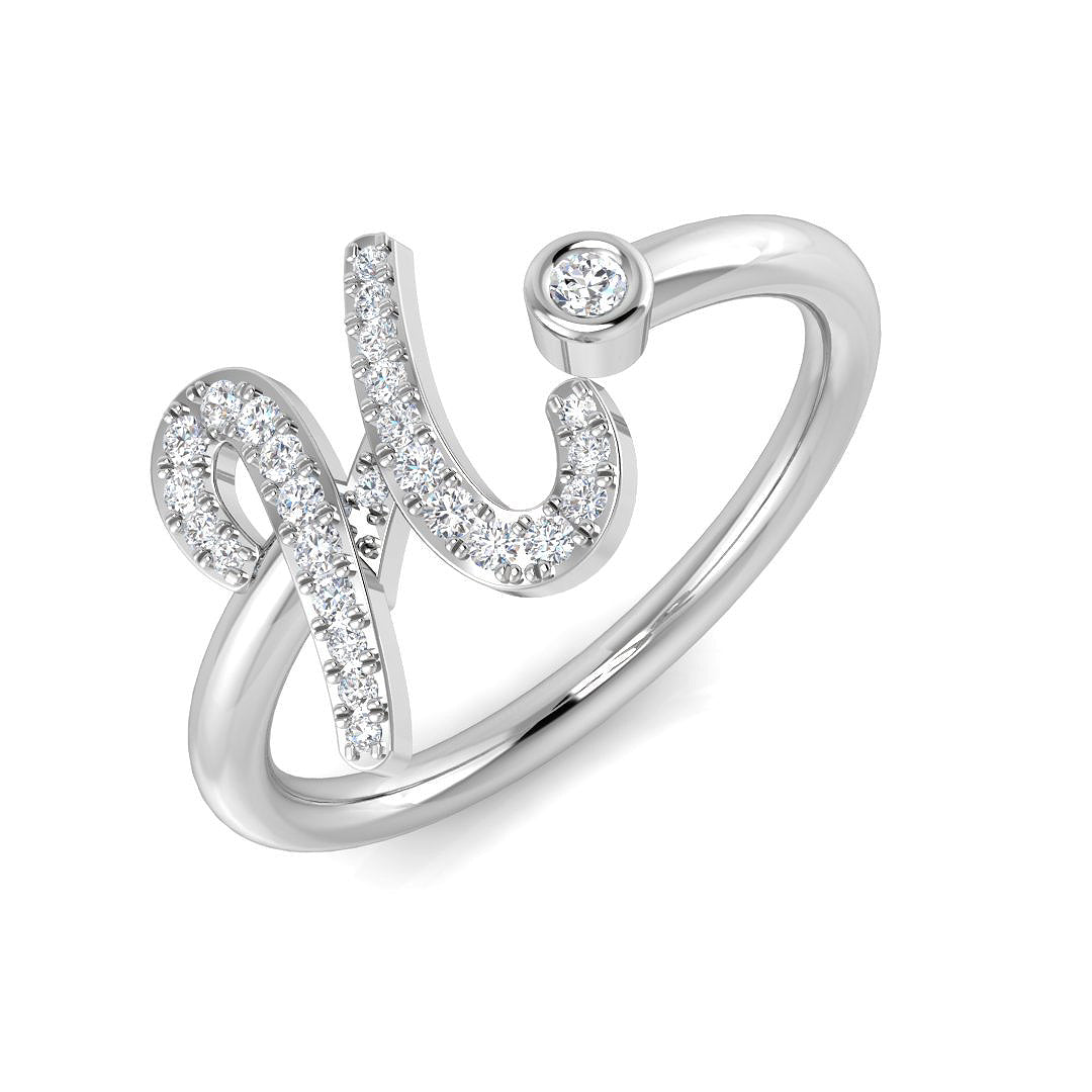 Initials Diamond Ring 0.13ct – SR52-H – 18k White Gold