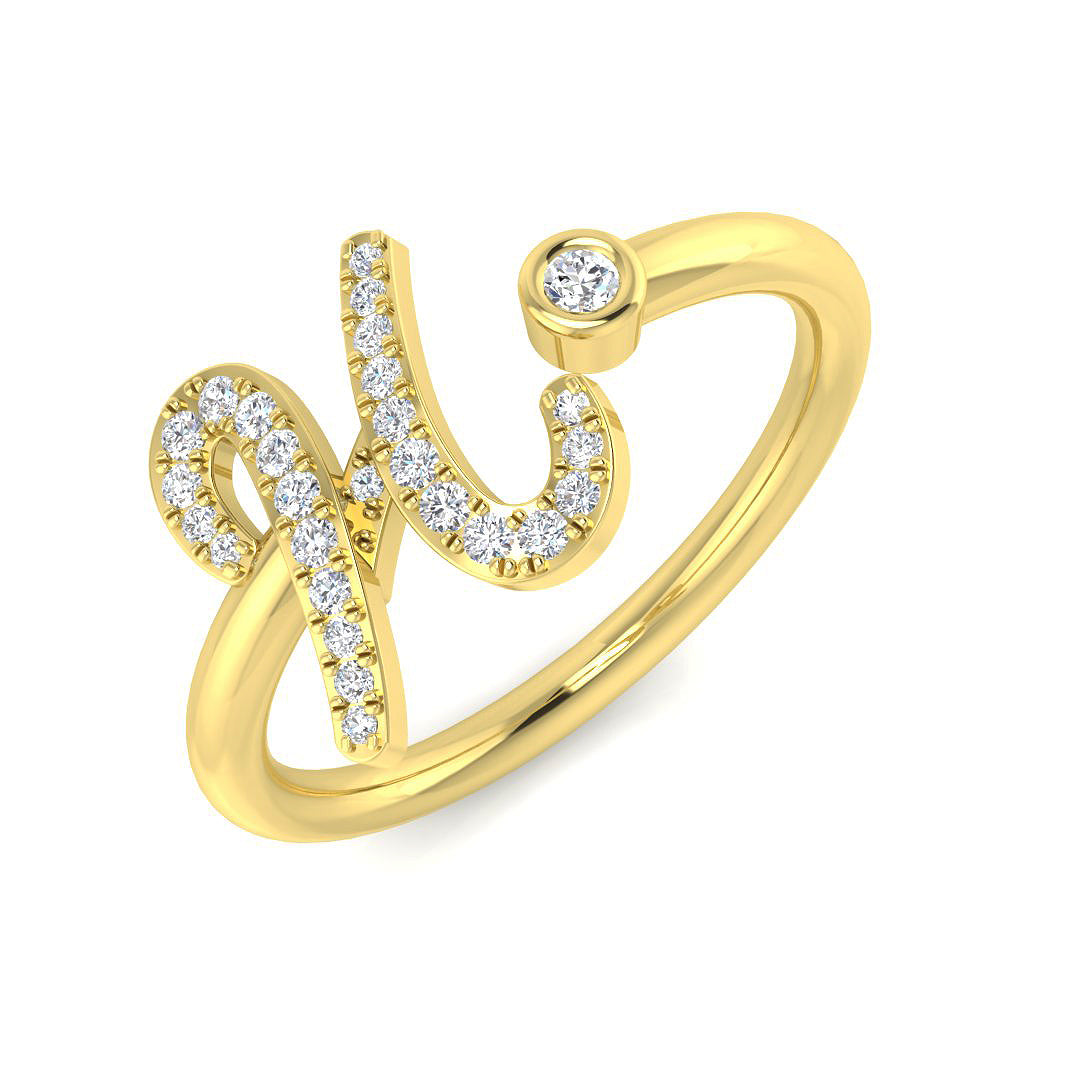Initials Diamond Ring 0.13ct – SR52-H – 18k Yellow Gold