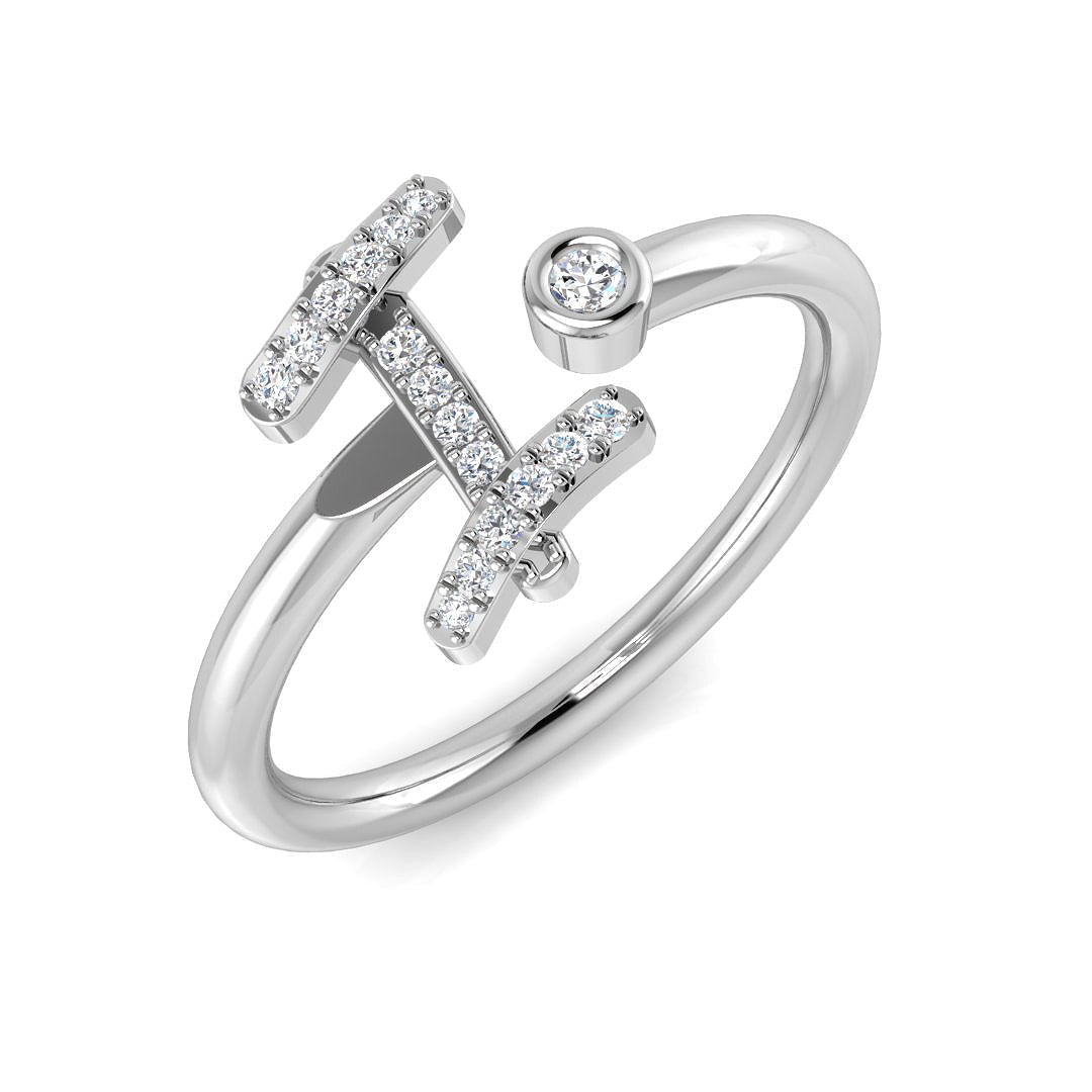 Initials Diamond Ring 0.09ct – SR52-I – 18k White Gold