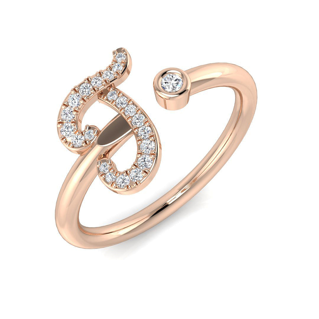 Initials Diamond Ring 0.15ct – SR52-J – 18k Rose Gold