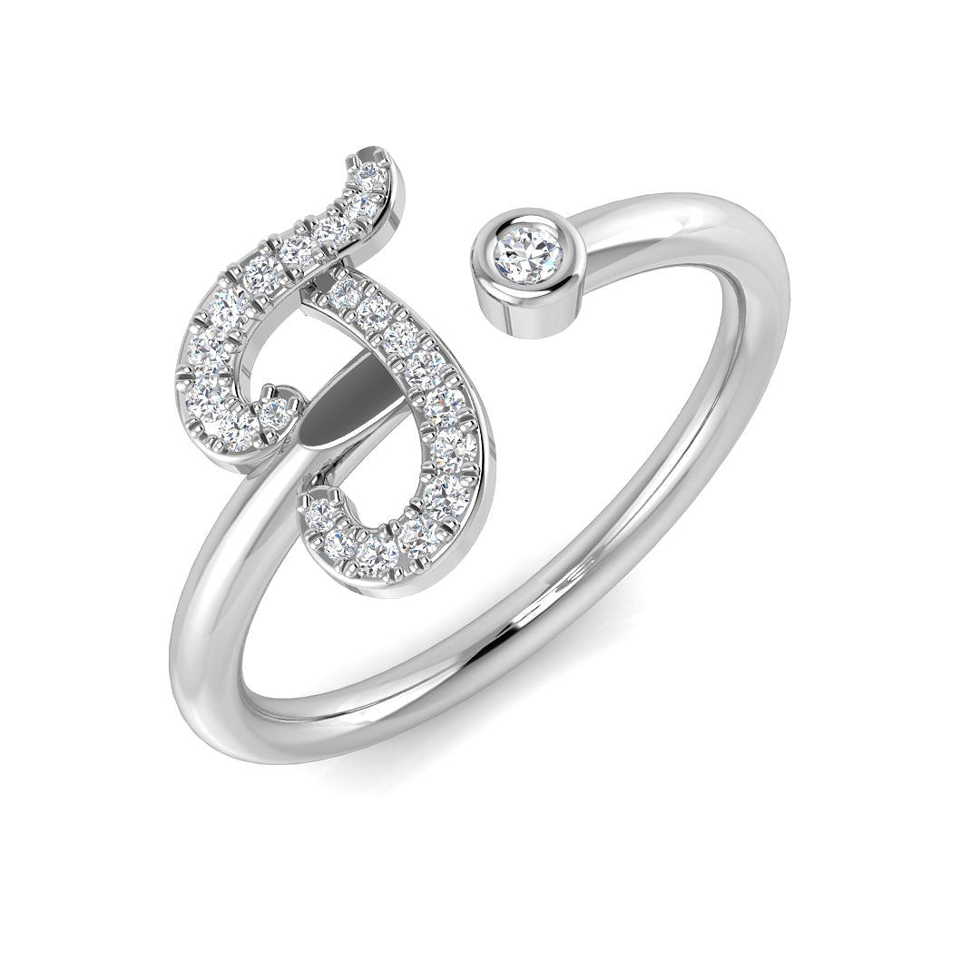 Initials Diamond Ring 0.15ct – SR52-J – 18k White Gold