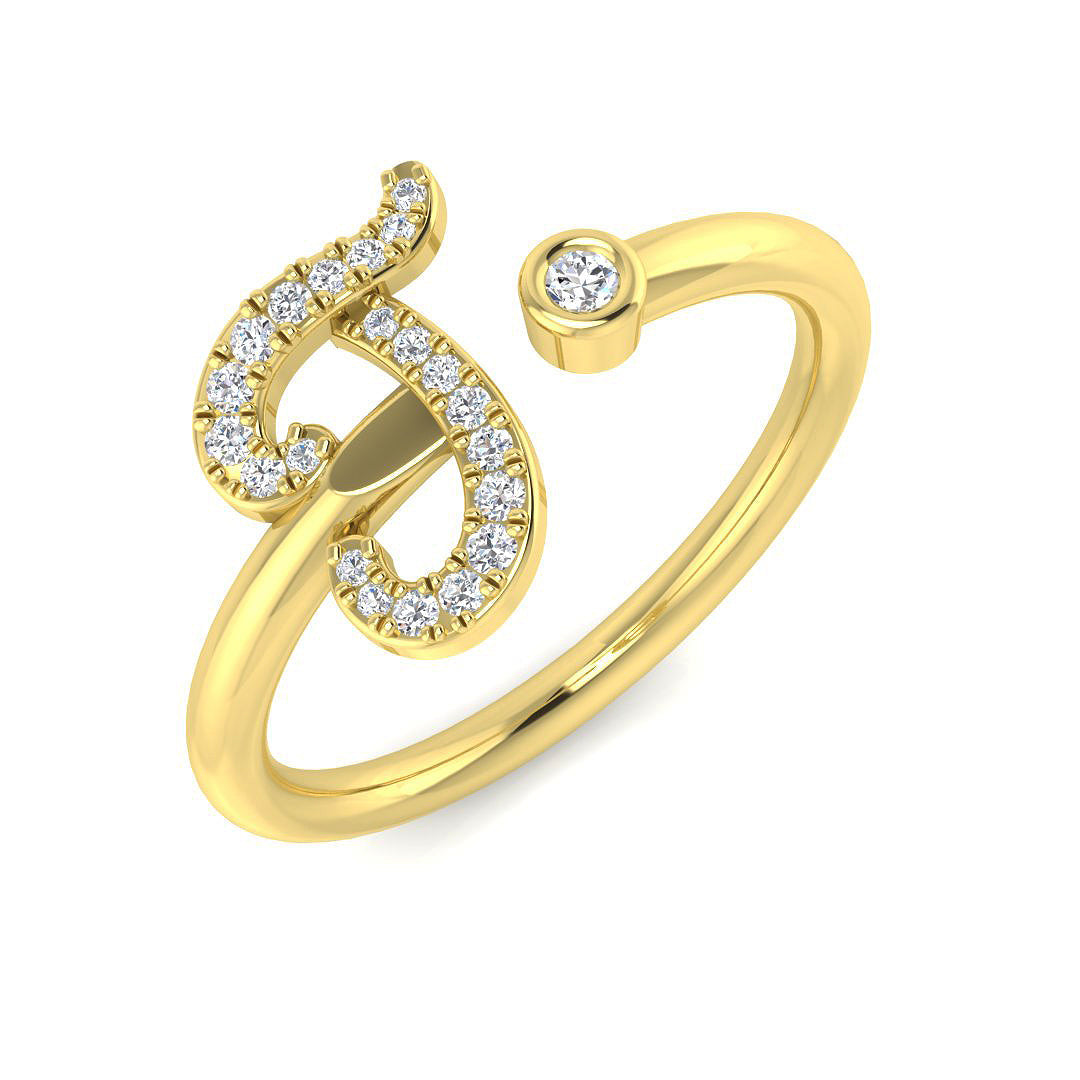 Initials Diamond Ring 0.15ct – SR52-J – 18k Yellow Gold