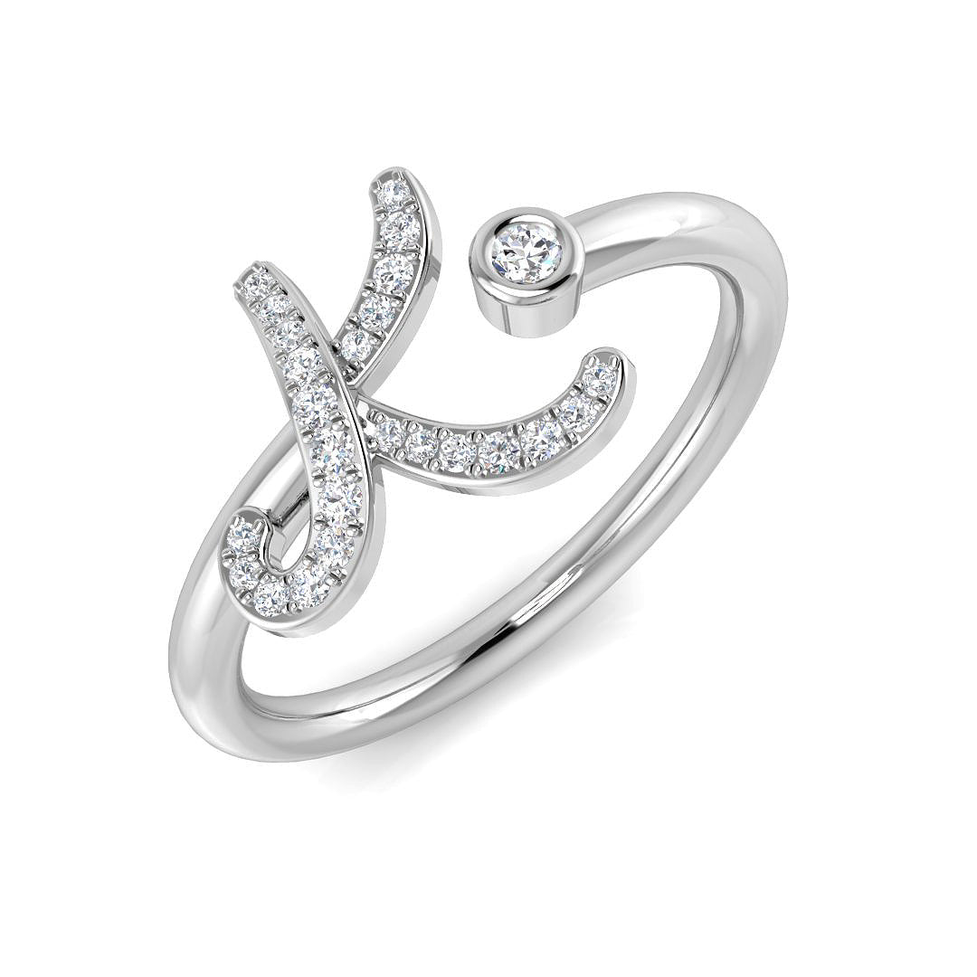 Initials Diamond Ring 0.12ct – SR52-K – 18k White Gold