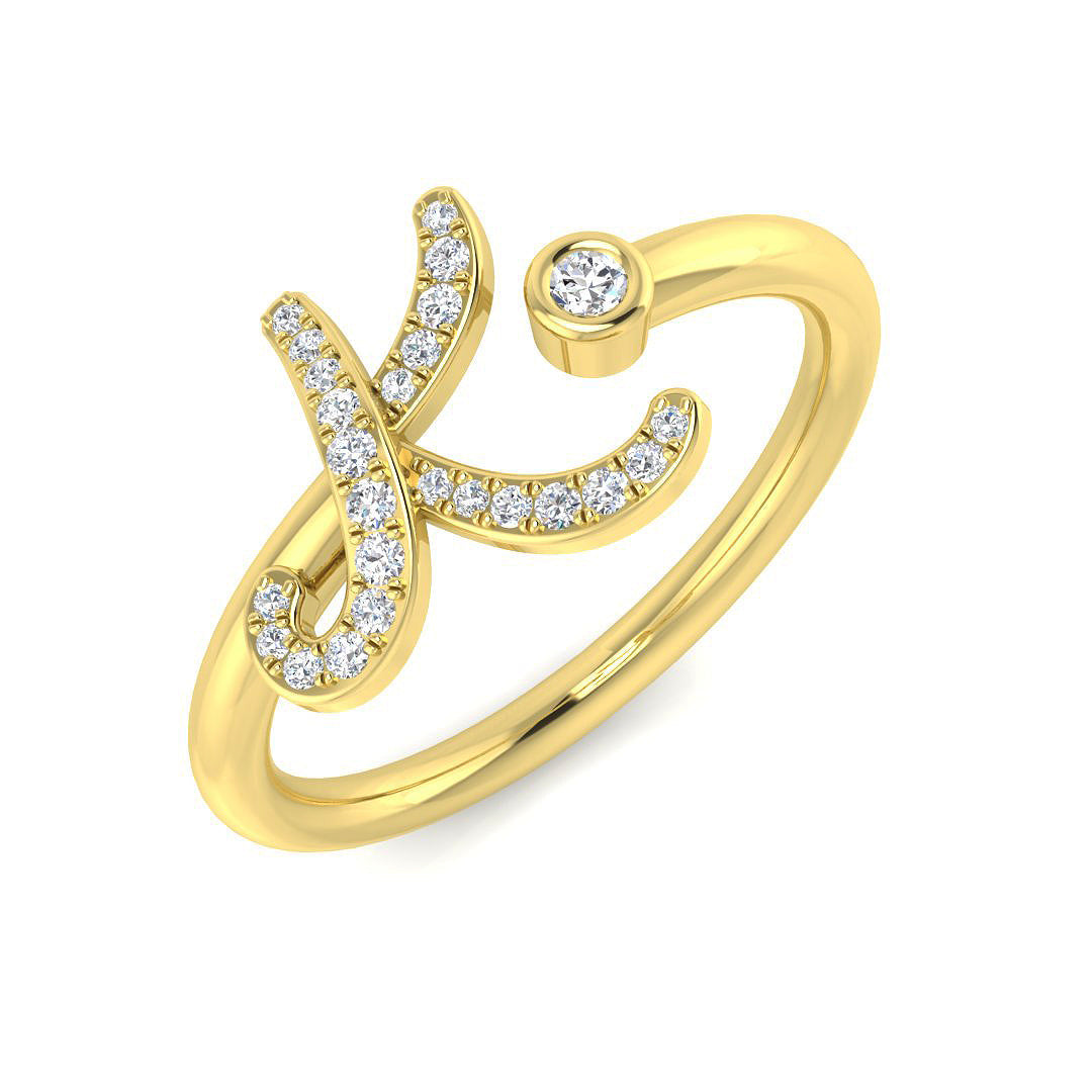 Initials Diamond Ring 0.12ct – SR52-K – 18k Yellow Gold