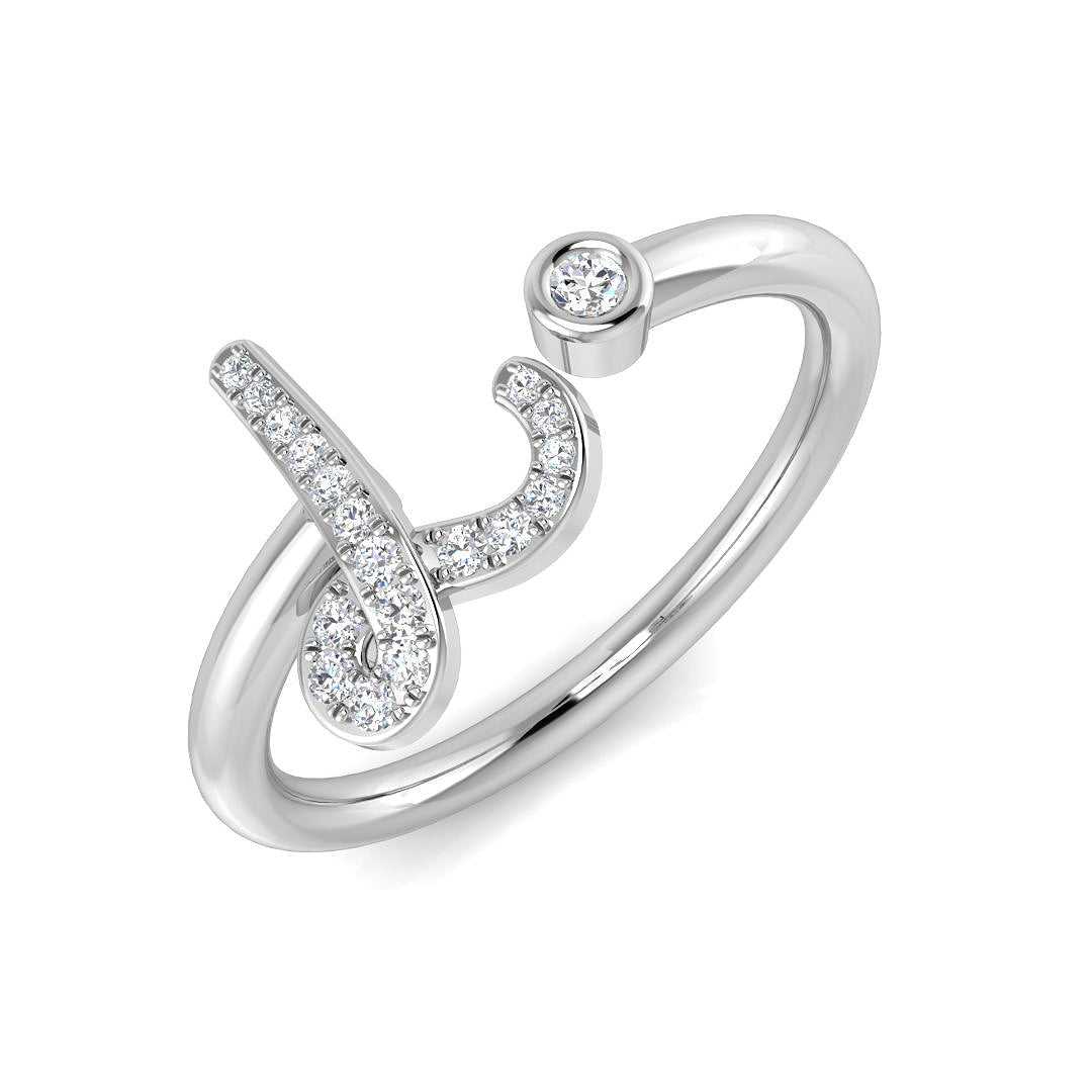 Initials Diamond Ring 0.08ct – SR52-L – 18k White Gold