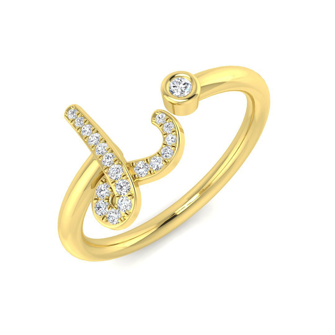 Initials Diamond Ring 0.08ct – SR52-L – 18k Yellow Gold