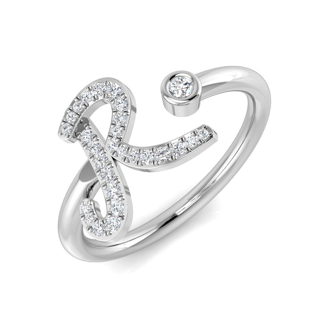 Initials Diamond Ring 0.12ct – SR52-R – 18k White Gold