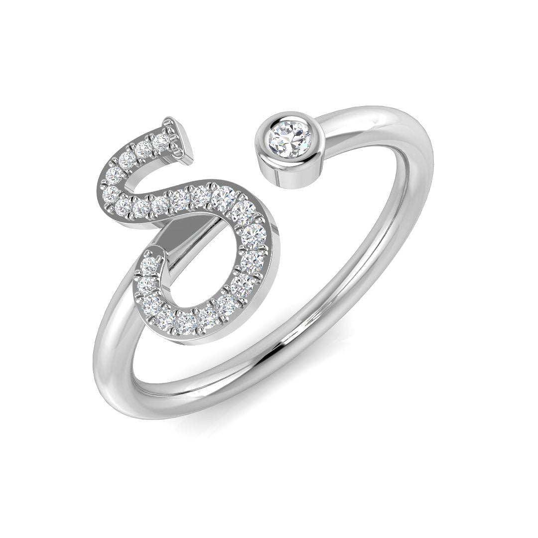 Initials Diamond Ring 0.1ct – SR52-S – 18k White Gold