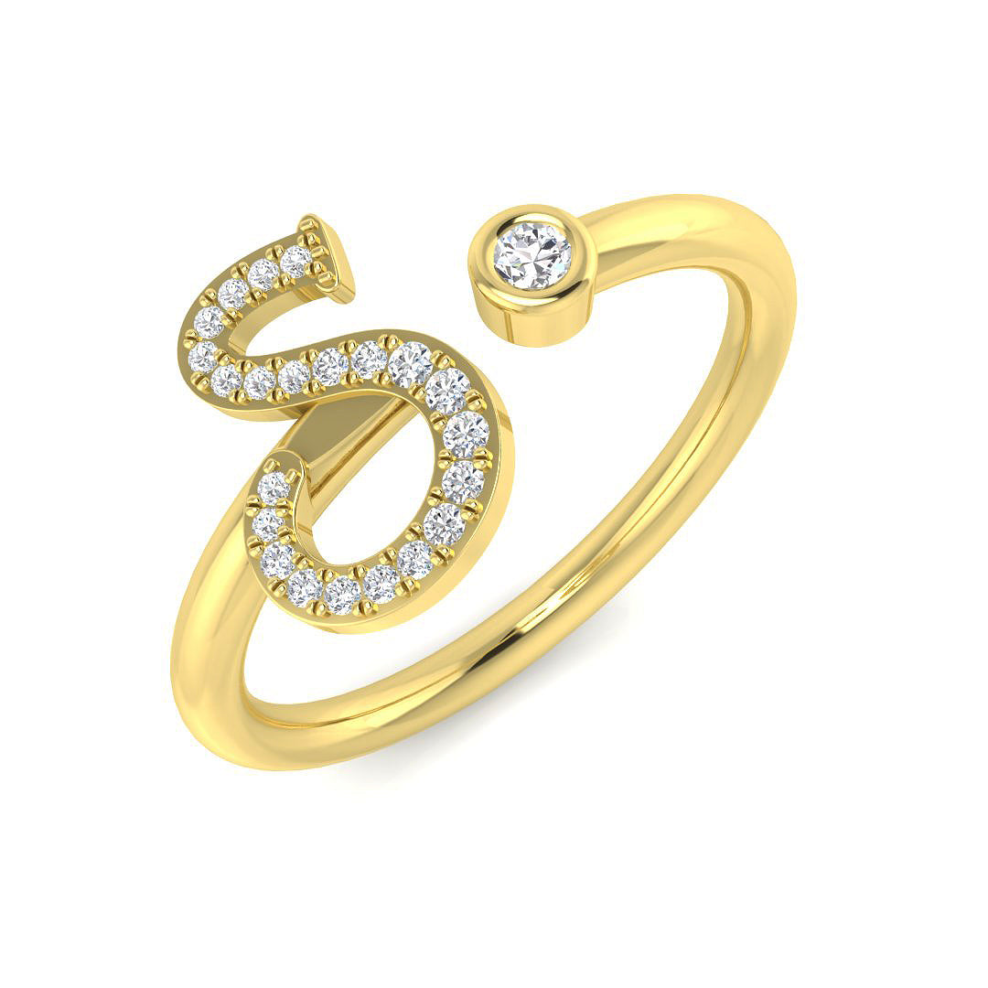 Initials Diamond Ring 0.1ct – SR52-S – 18k Yellow Gold