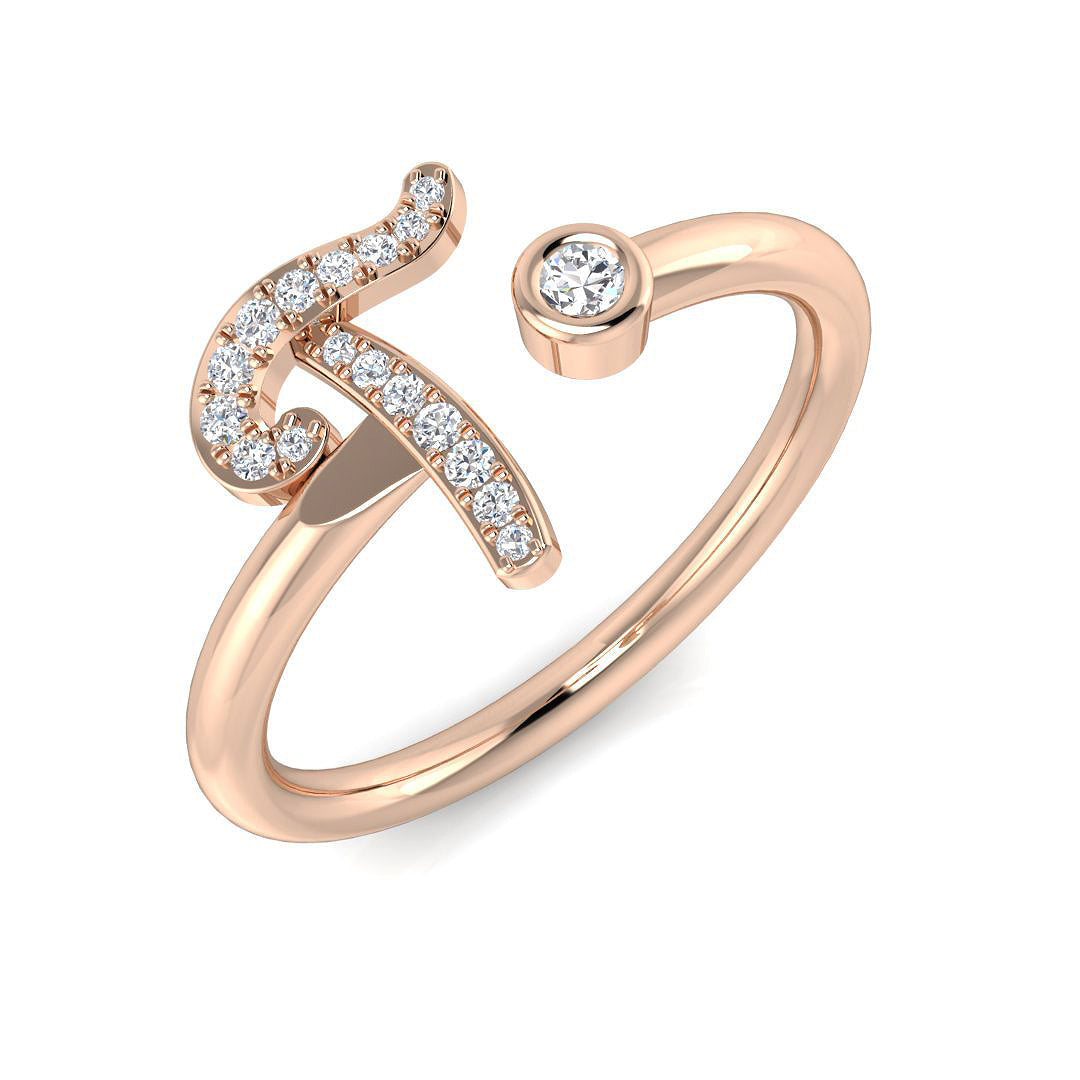 Initials Diamond Ring 0.09ct – SR52-T – 18k Rose Gold