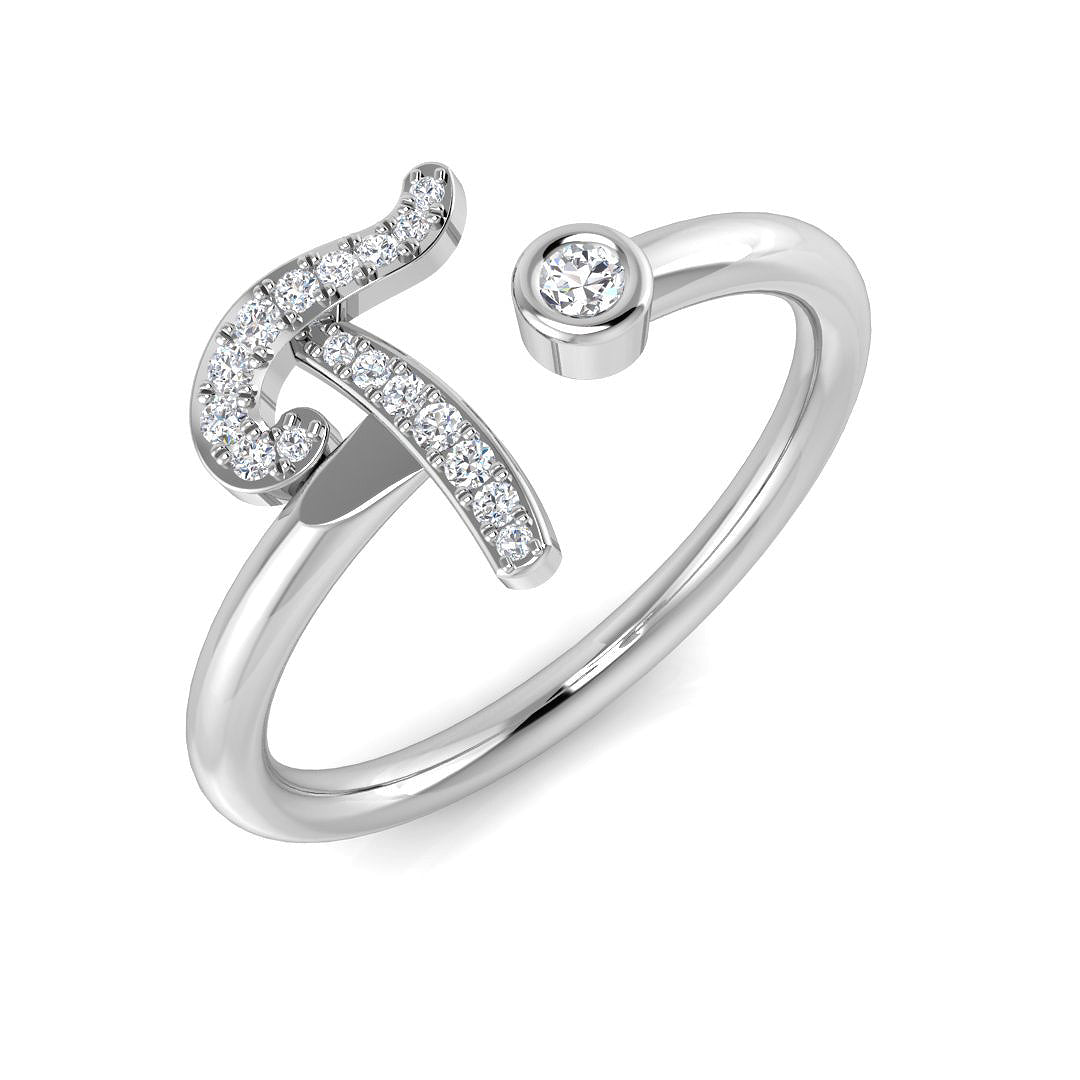 Initials Diamond Ring 0.09ct – SR52-T – 18k White Gold