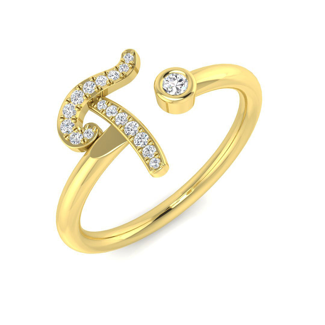 Initials Diamond Ring 0.09ct – SR52-T – 18k Yellow Gold