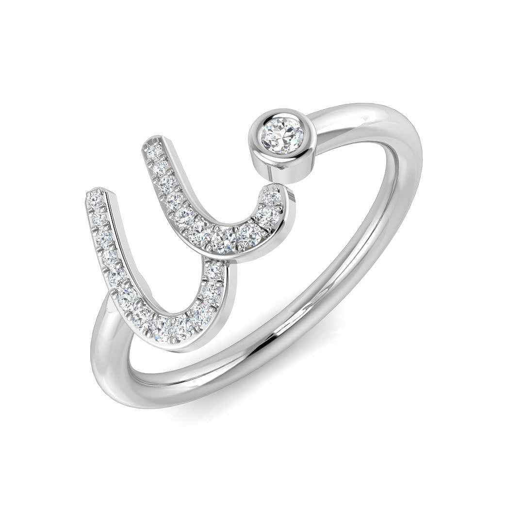 Initials Diamond Ring 0.1ct – SR52-U – 18k White Gold