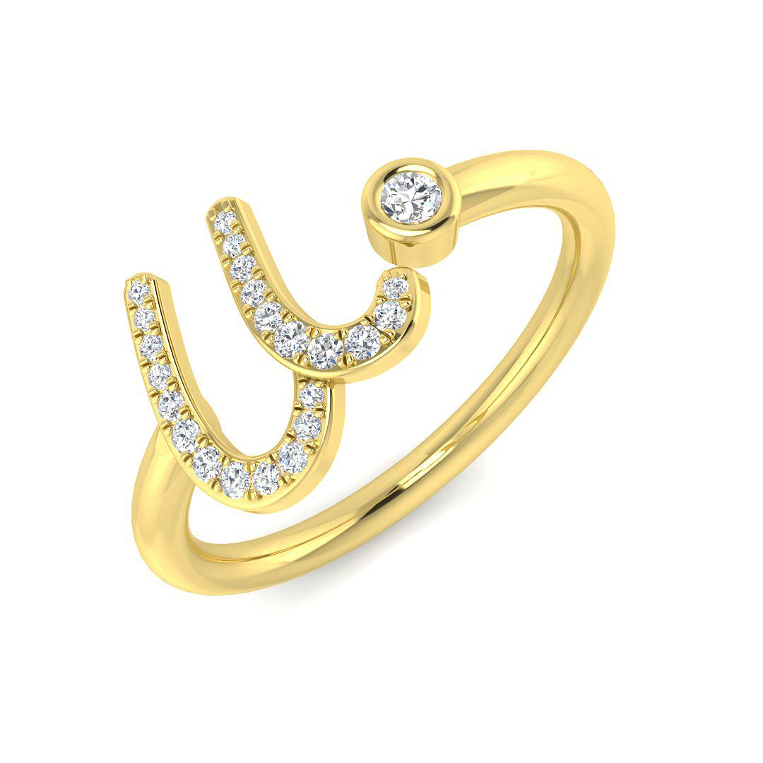 Initials Diamond Ring 0.1ct – SR52-U – 18k Yellow Gold