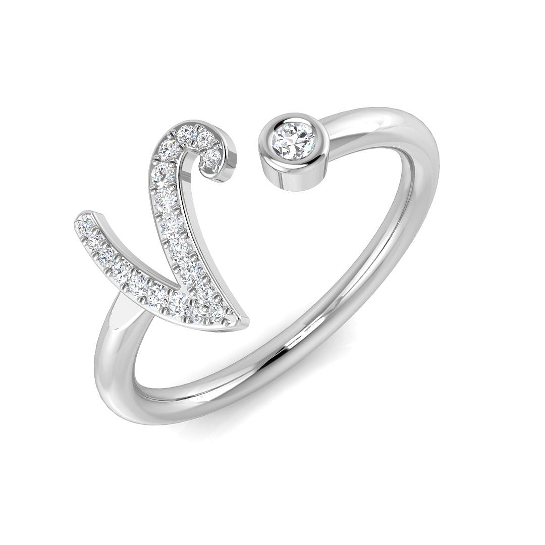 Initials Diamond Ring 0.11ct – SR52-V – 18k White Gold