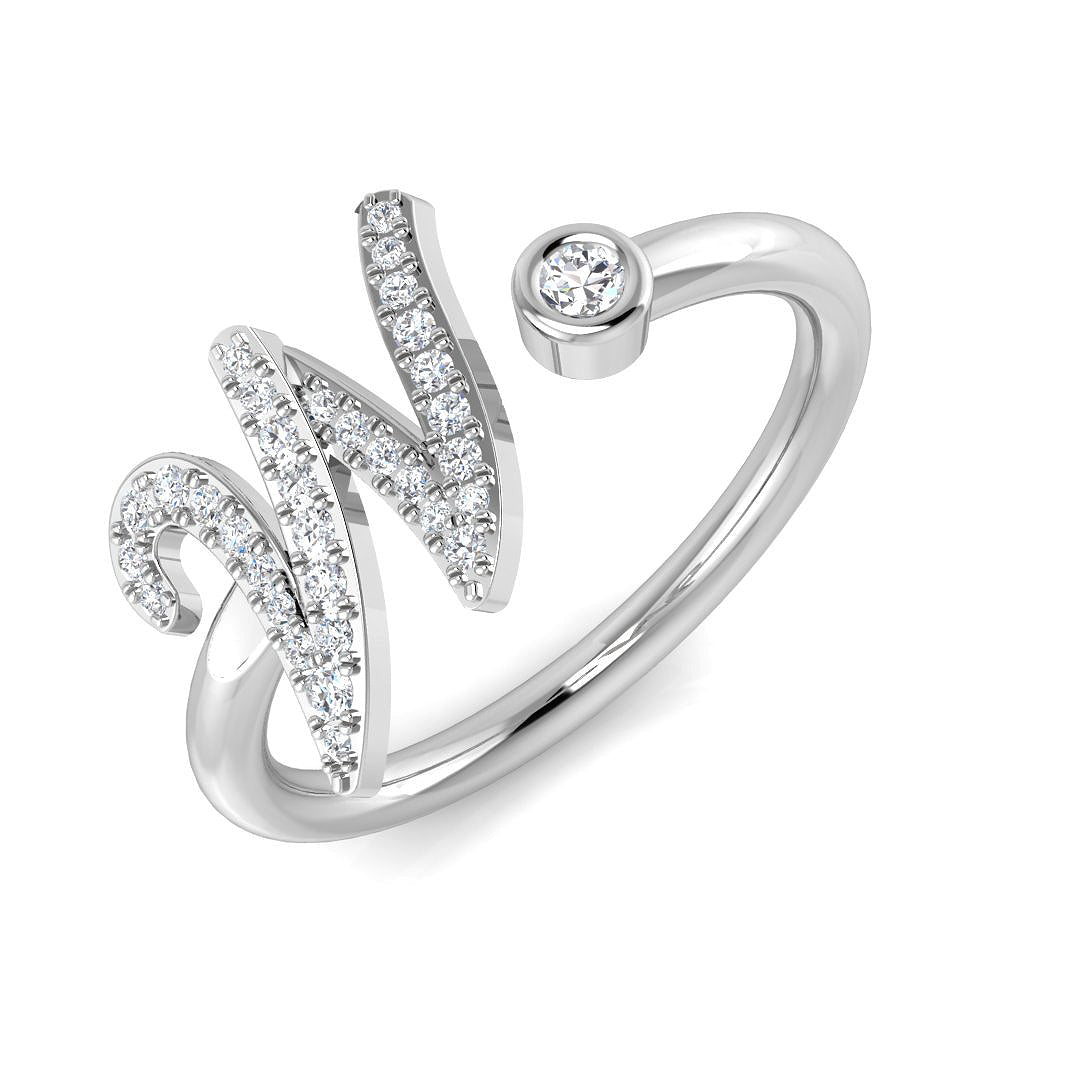 Initials Diamond Ring 0.15ct – SR52-W – 18k White Gold