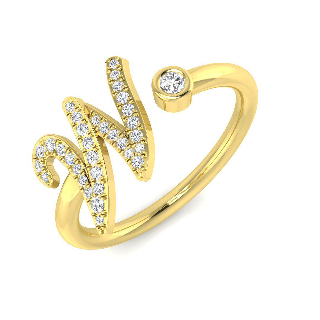 Initials Diamond Ring 0.15ct – SR52-W – 18k Yellow Gold