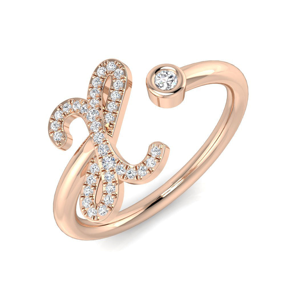 Initials Diamond Ring 0.1ct – SR52-X – 18k Rose Gold