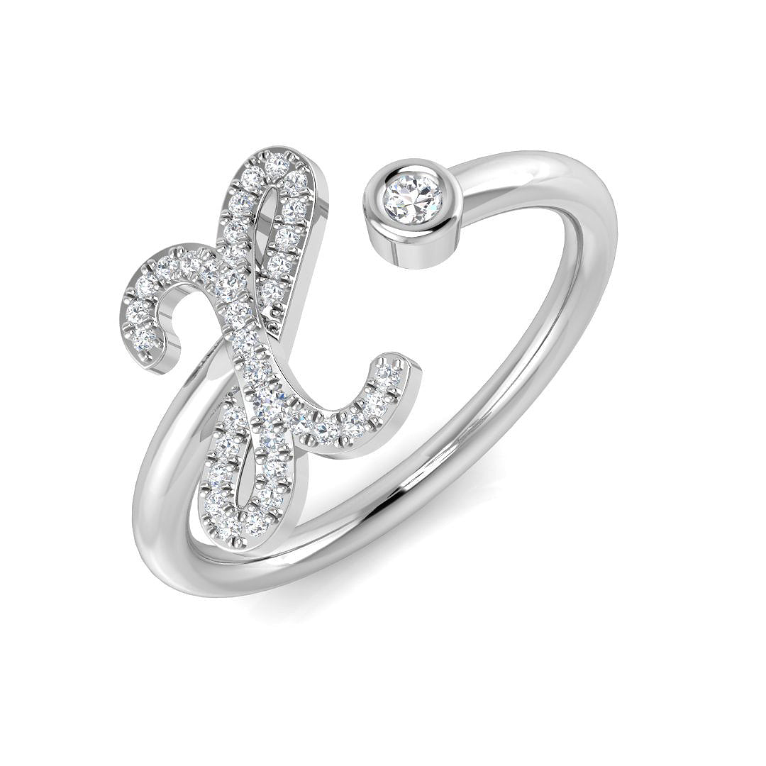 Initials Diamond Ring 0.1ct – SR52-X – 18k White Gold
