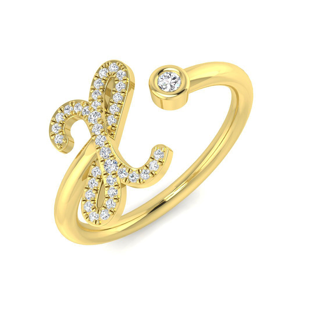 Initials Diamond Ring 0.1ct – SR52-X – 18k Yellow Gold