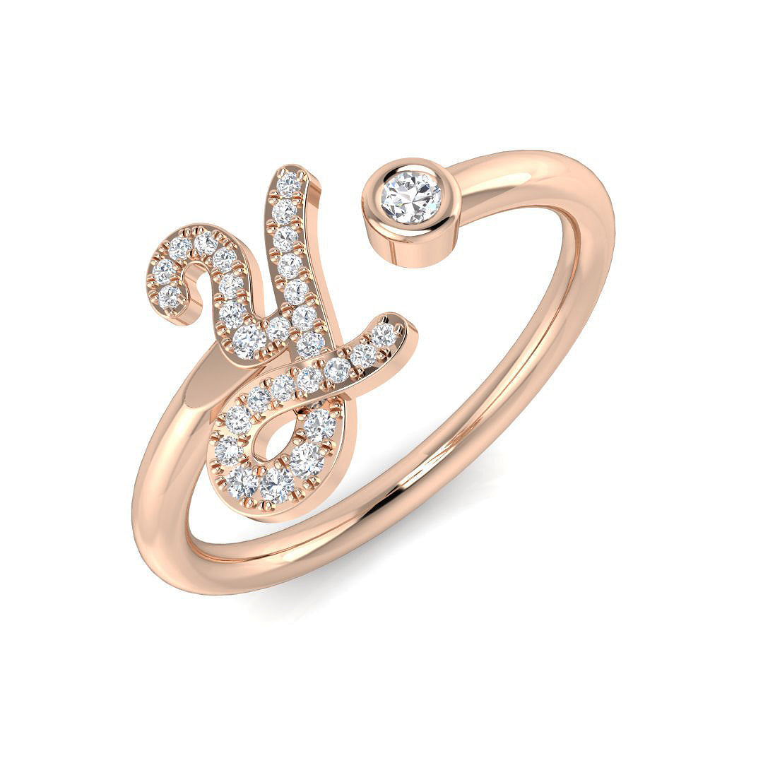 Initials Diamond Ring 0.12ct – SR52-Y – 18k Rose Gold