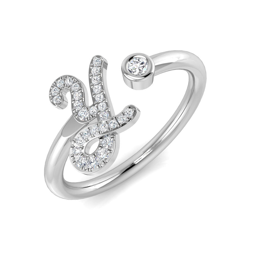 Initials Diamond Ring 0.12ct – SR52-Y – 18k White Gold