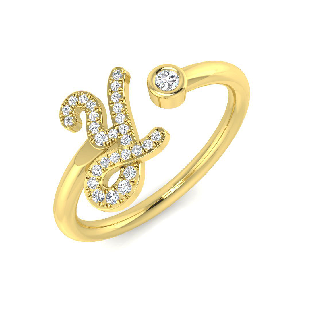 Initials Diamond Ring 0.12ct – SR52-Y – 18k Yellow Gold