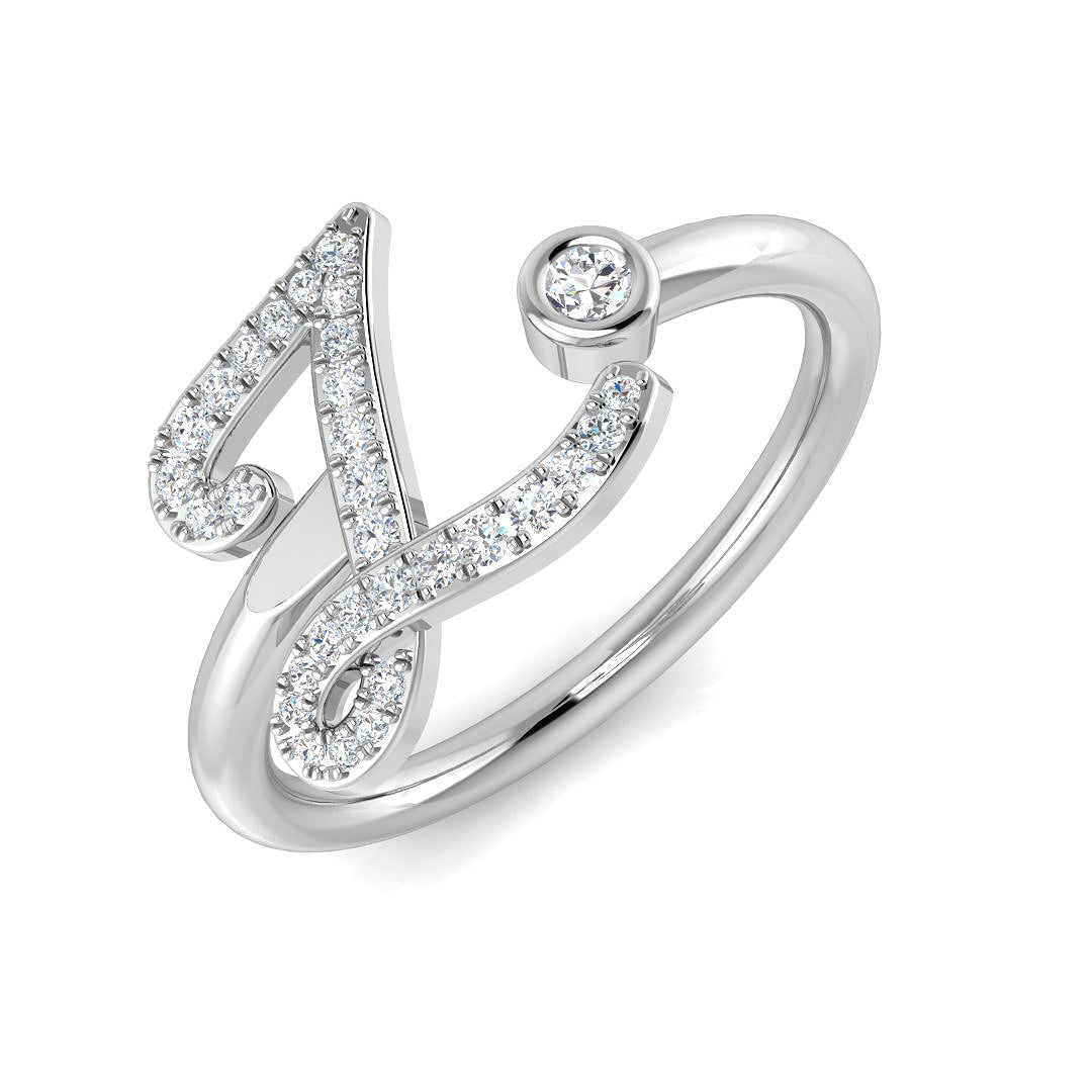 Initials Diamond Ring 0.13ct – SR52-Z – 18k White Gold