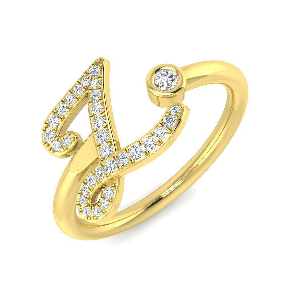 Initials Diamond Ring 0.13ct – SR52-Z – 18k Yellow Gold