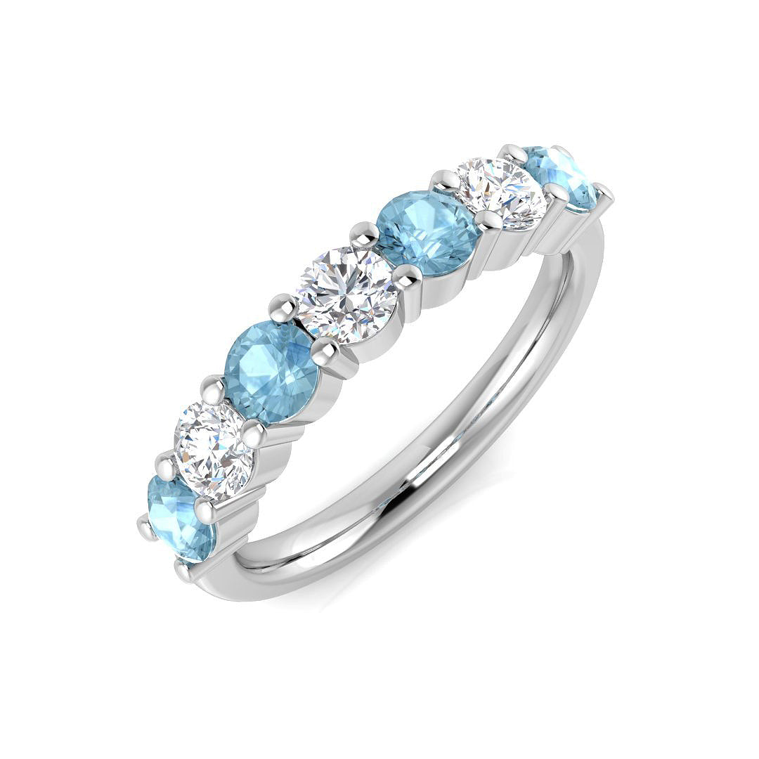 Multi Stone Diamond Ring 1.05ct – SR543~AQ – 18k White Gold