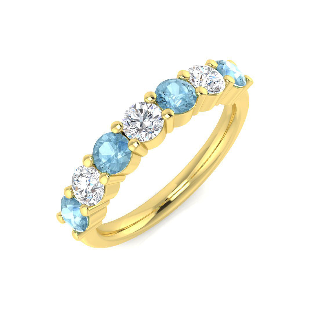 Multi Stone Diamond Ring 1.05ct – SR543~AQ – 18k Yellow Gold