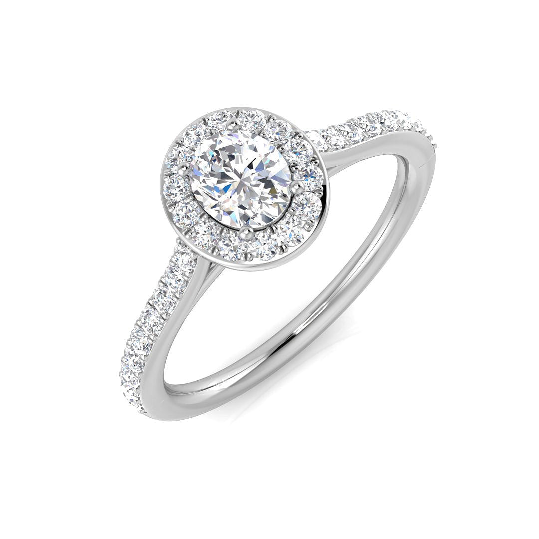 Halo Diamond Ring 0.63ct–5.92ct – SR54 – 18k White Gold