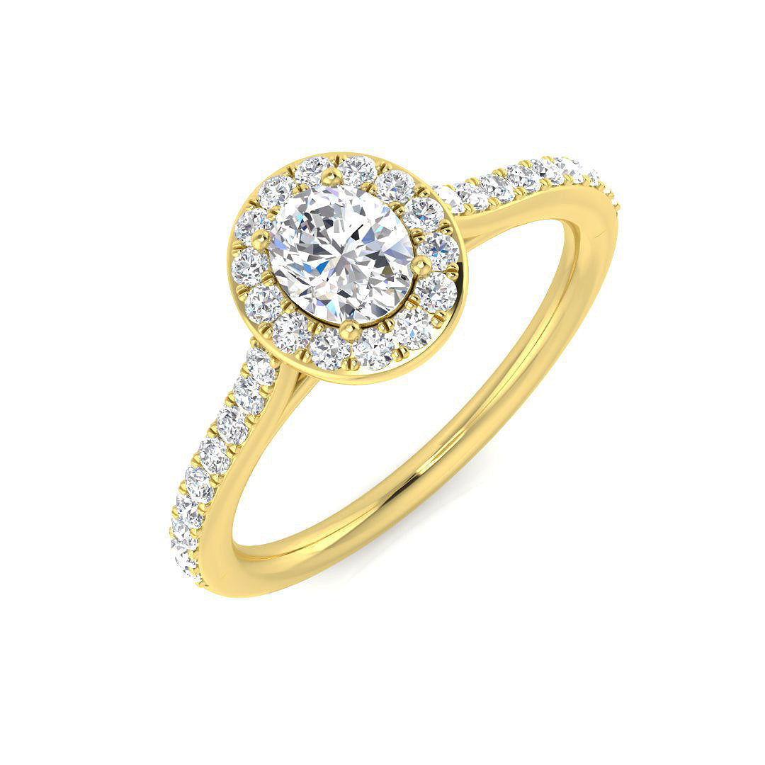 Halo Diamond Ring 0.63ct–5.92ct – SR54 – 18k Yellow Gold
