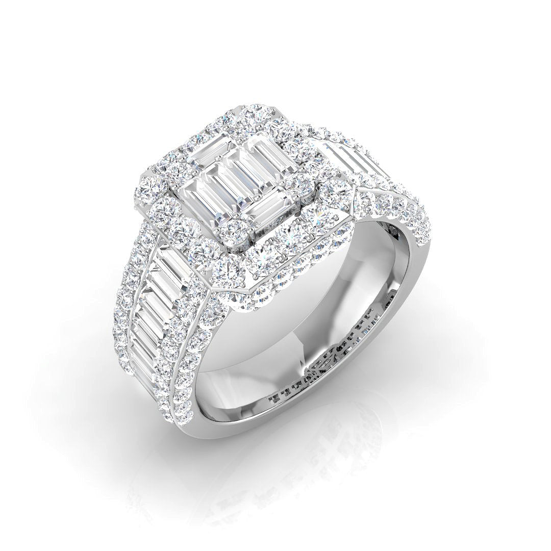 Baguette & Brilliant Diamond Ring 1.1ct–3.72ct – SR551 – 18k White Gold