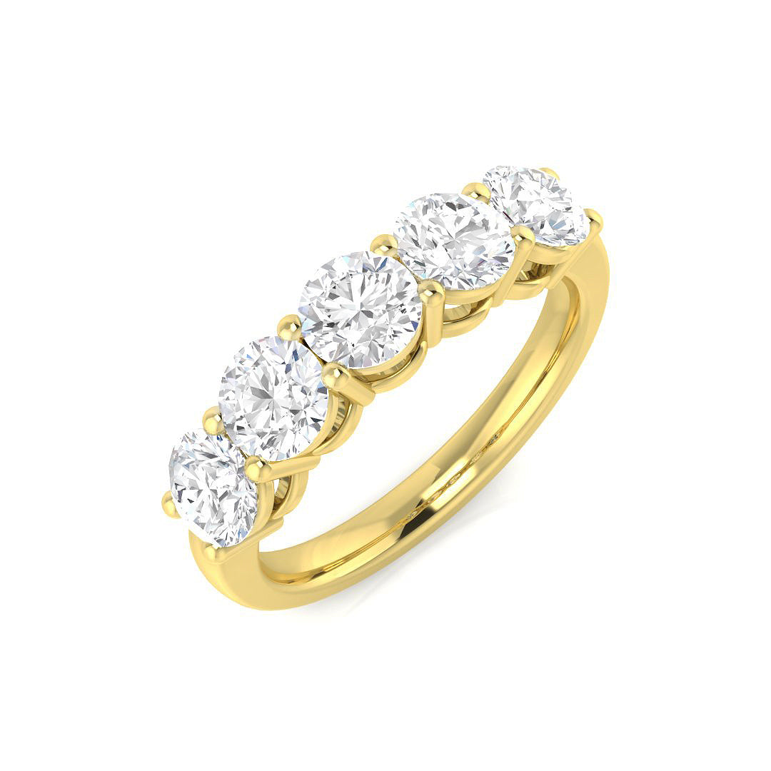 Five Stone Diamond Ring 1.9ct–1.91ct – SR659 – 18k Yellow Gold