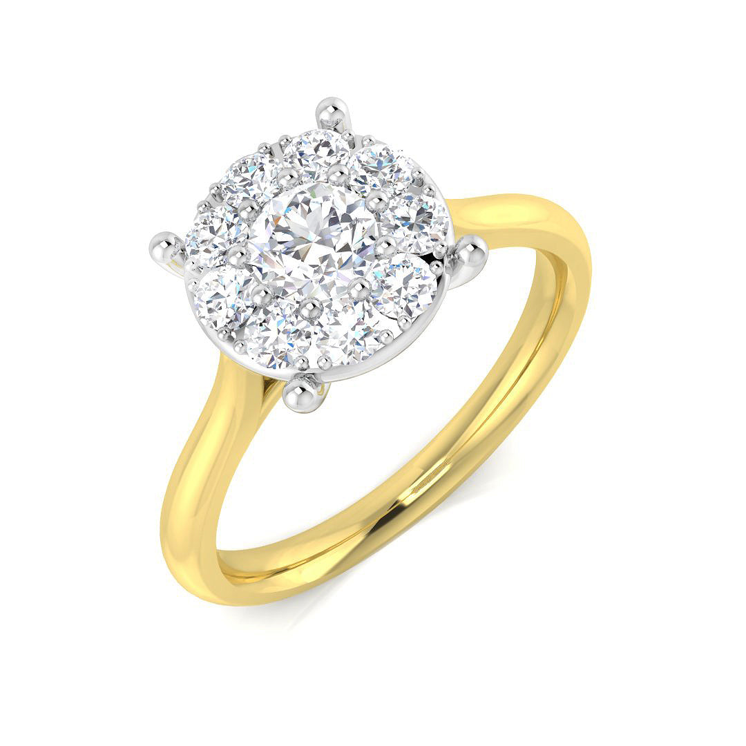 Cluster Diamond Ring 0.32ct–1.03ct – SR681 – 18k Yellow Gold